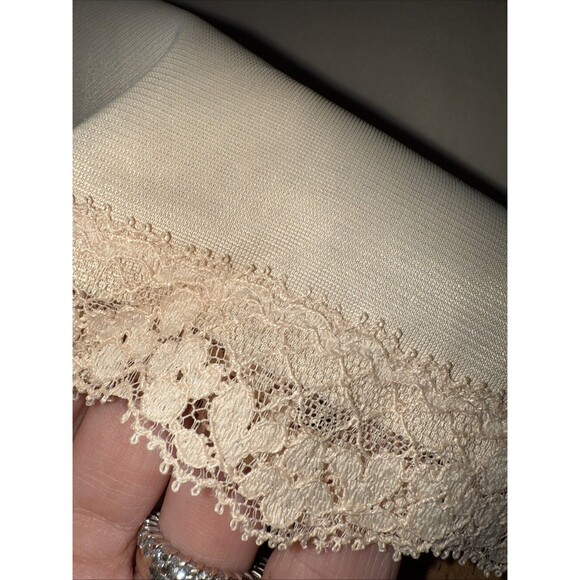 Vintage Sears Doesn’t Slip Full Slip Dress 1950s Lingerie Nylon Lace Pink 40 USA - Picture 14 of 15